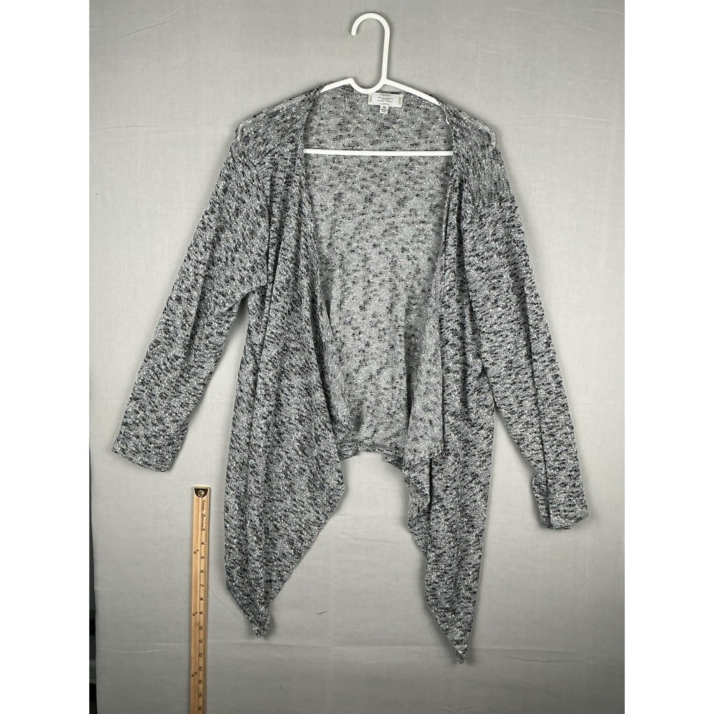 Shannon Ford New York XL Marled Open Front Drape Cardigan Sweater Gray